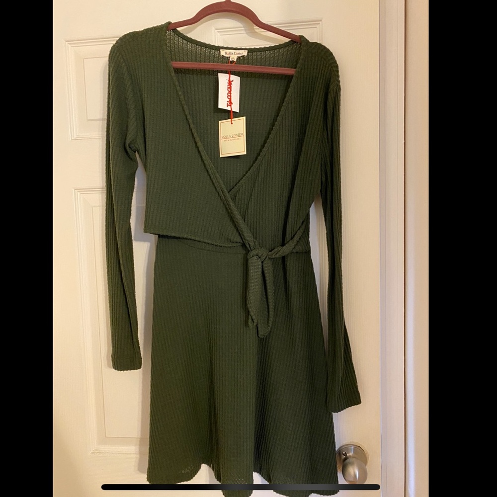 Cozy green wrap dress